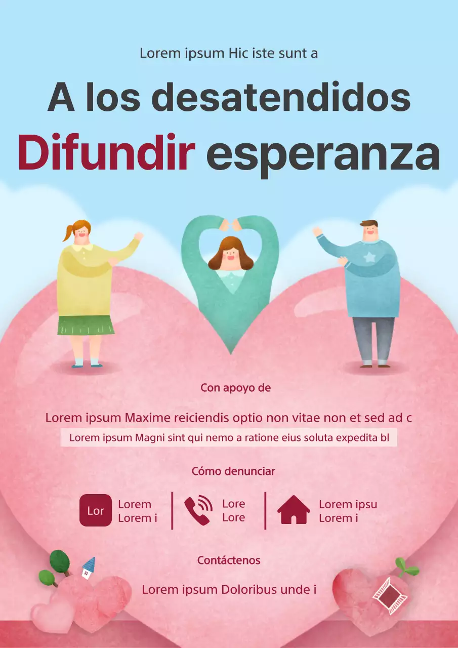 Bienestar señal de apoyo punto ciego con gran corazón lindo concepto de ilustración