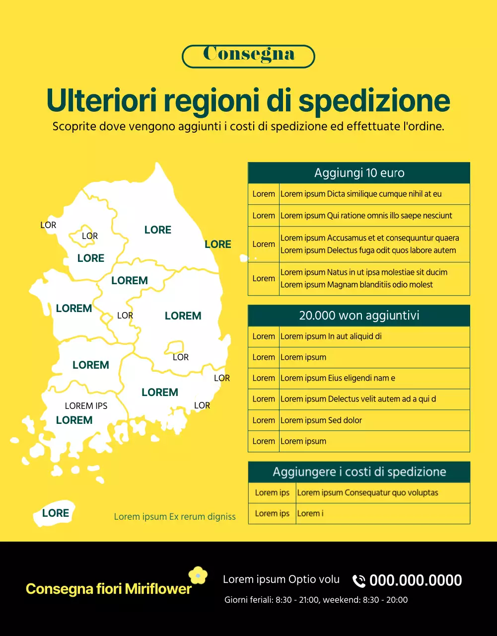 Vi presentiamo il classico servizio di consegna fiori verde e giallo