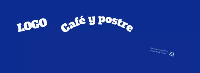 Café de texto con letras sencillas azules