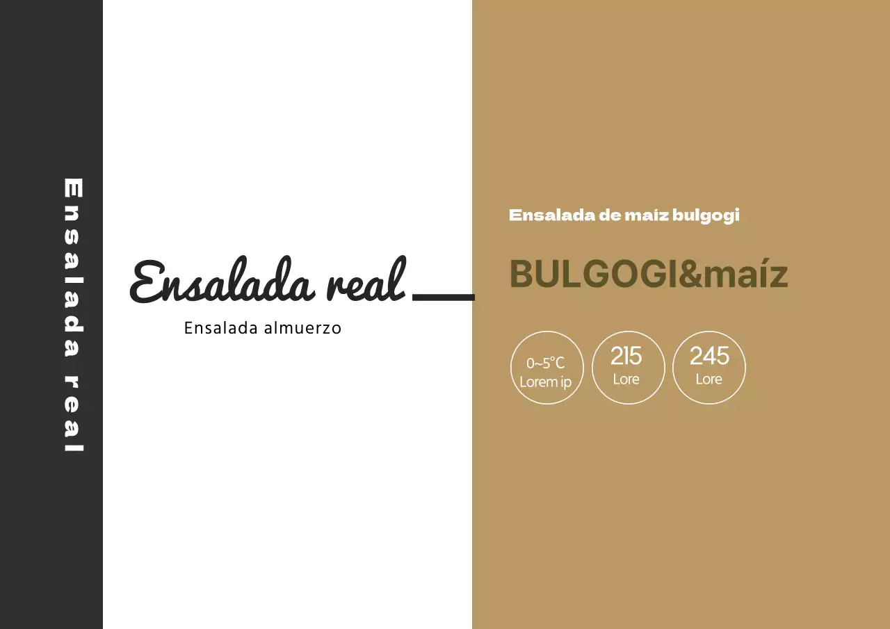 Etiqueta alimentaria ilustrada ensalada beige negro