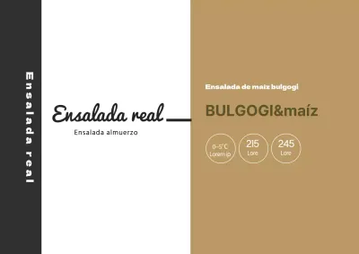 Etiqueta alimentaria ilustrada ensalada beige negro