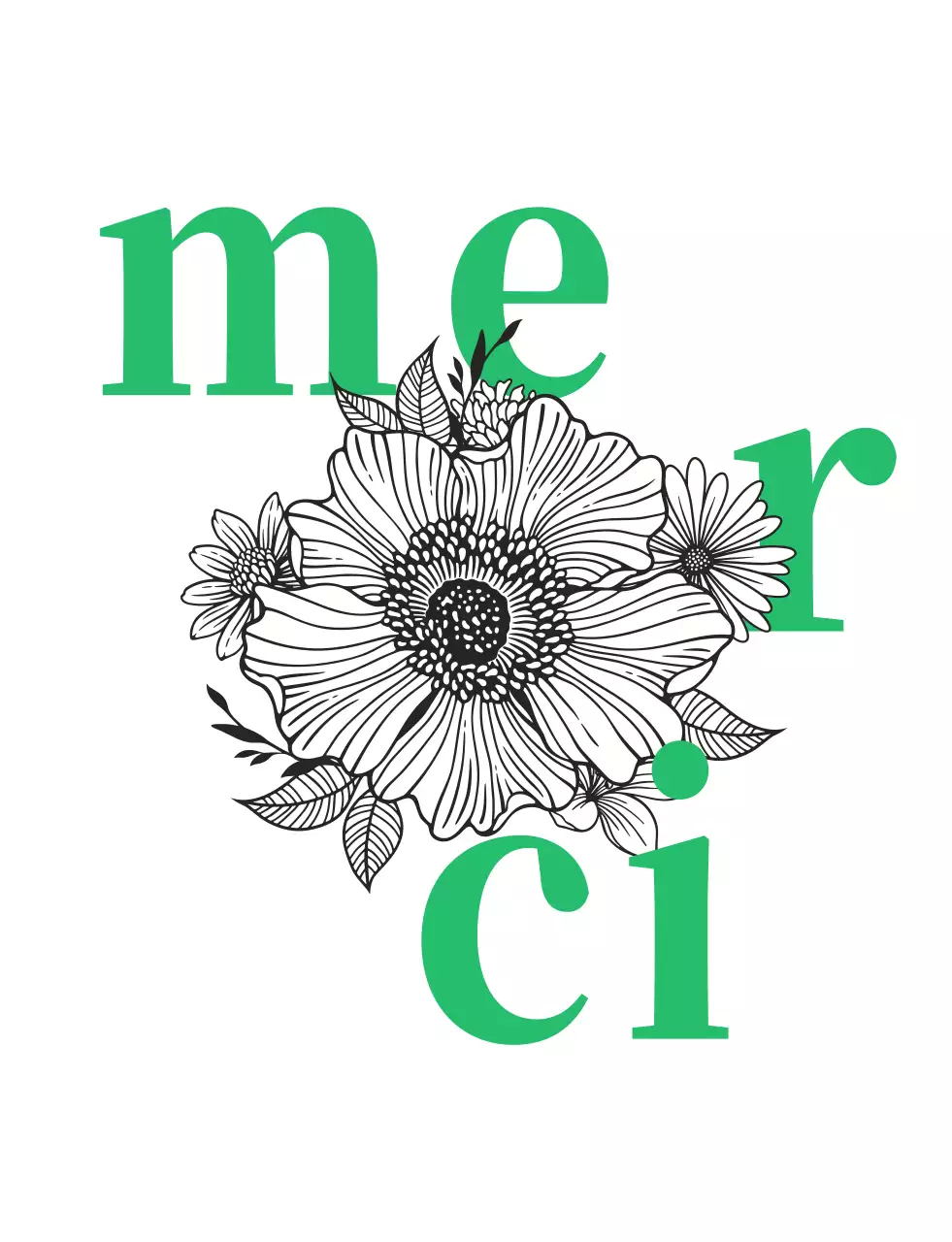 Maglietta personalizzata Merci con illustrazione floreale del logo bianco e verde