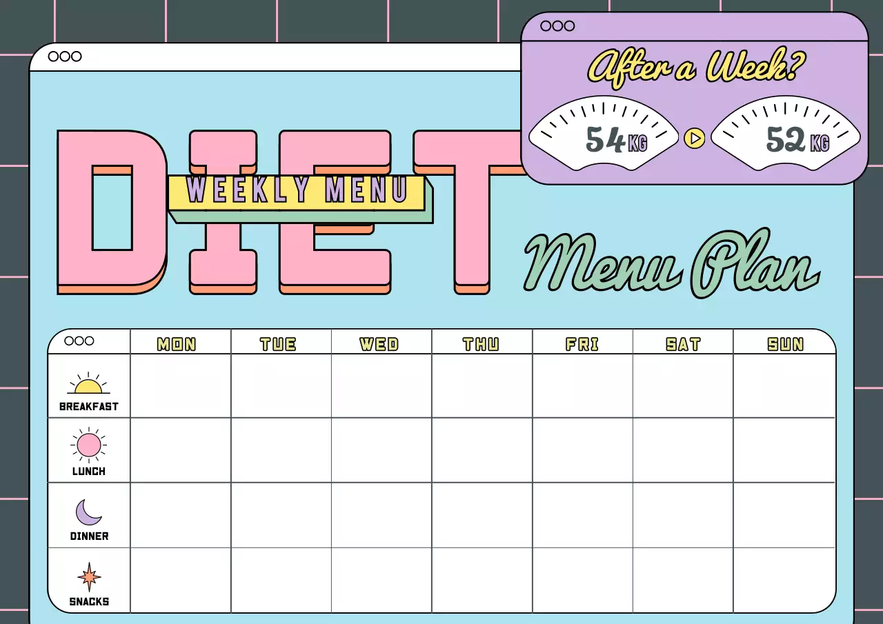 カラフル ポップ ダイエット メニュー表 ポスター