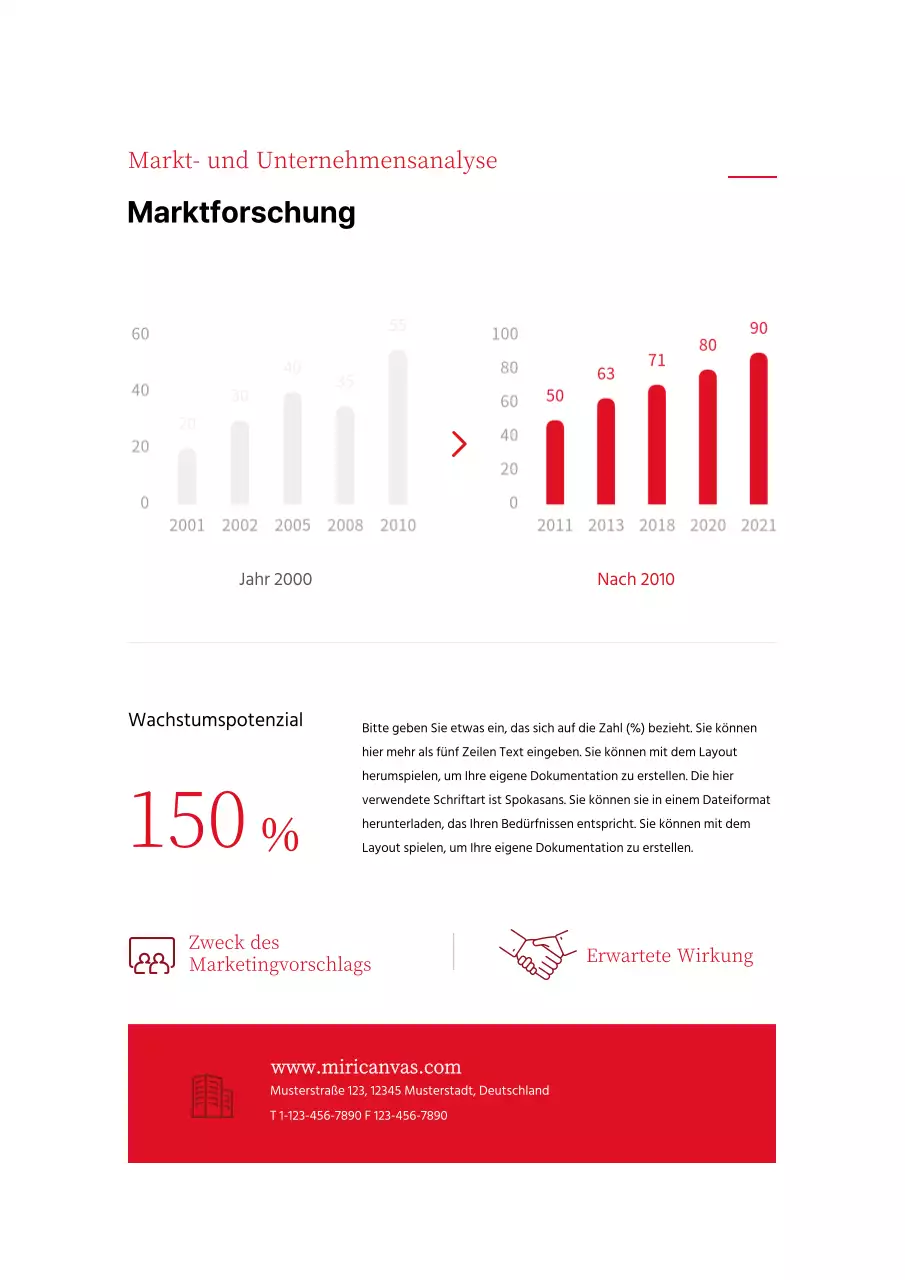 Ein einfacher, roter, typografischer Marketingvorschlag