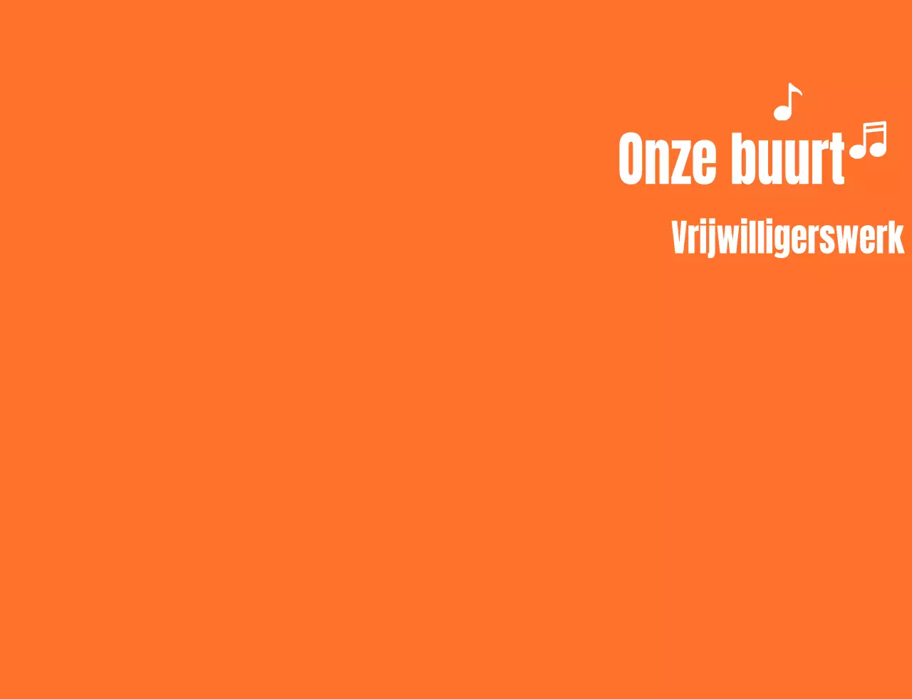 Ritmische tekst logo stijl in oranje en wit Vrijwilligersorganisatie
