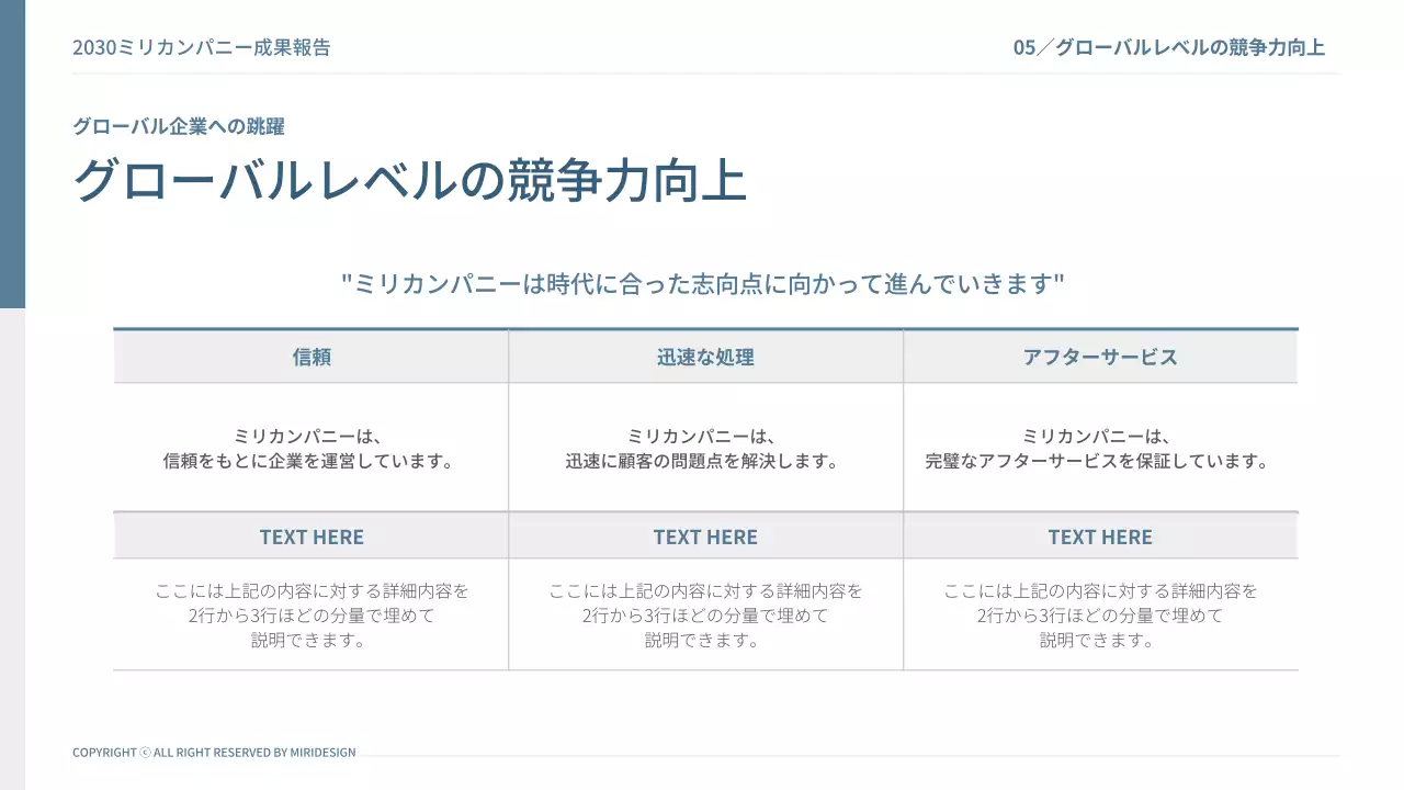 青 モダン ビジネス 報告書 プレゼンテーション