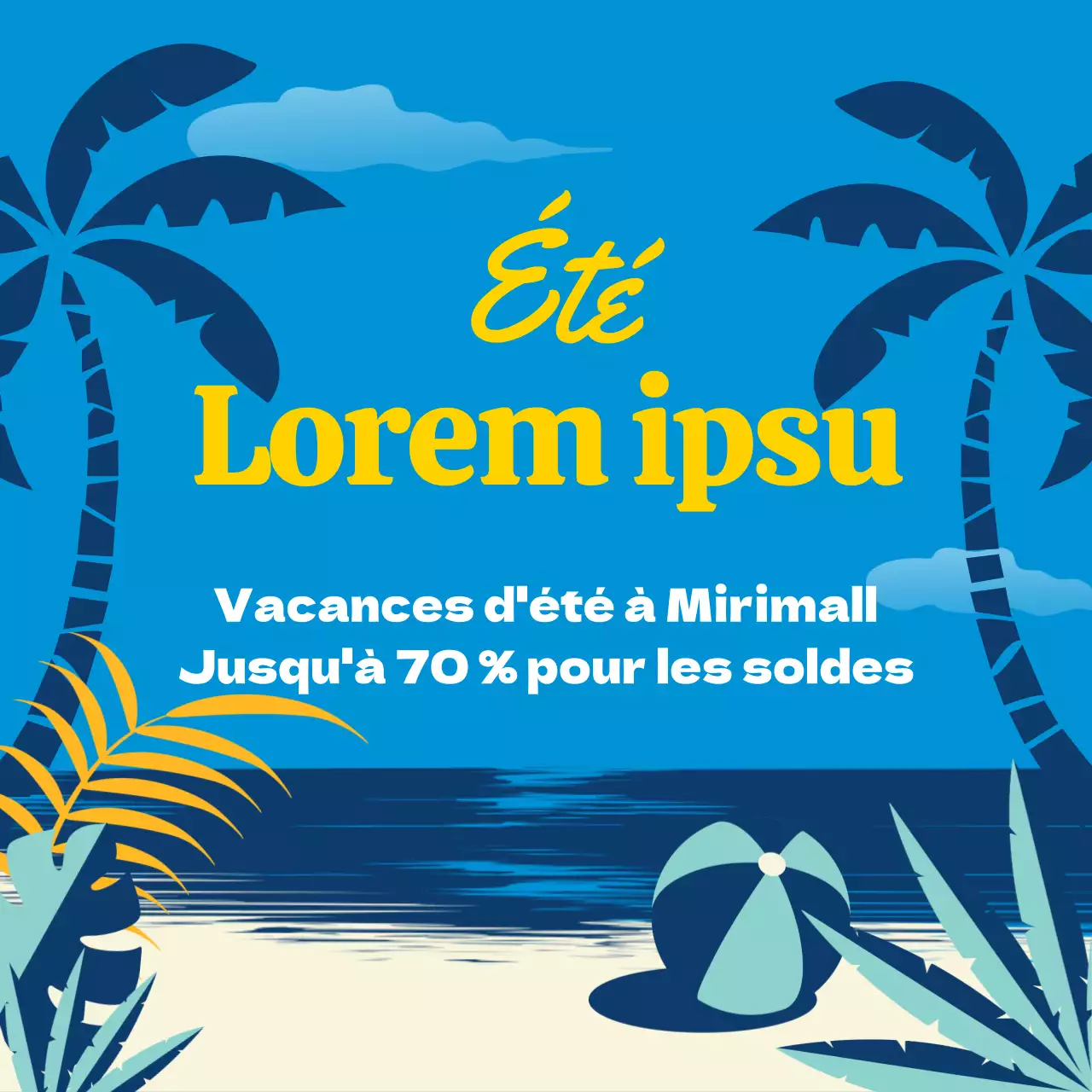 Mignons détails de vente illustrés en bleu et jaune