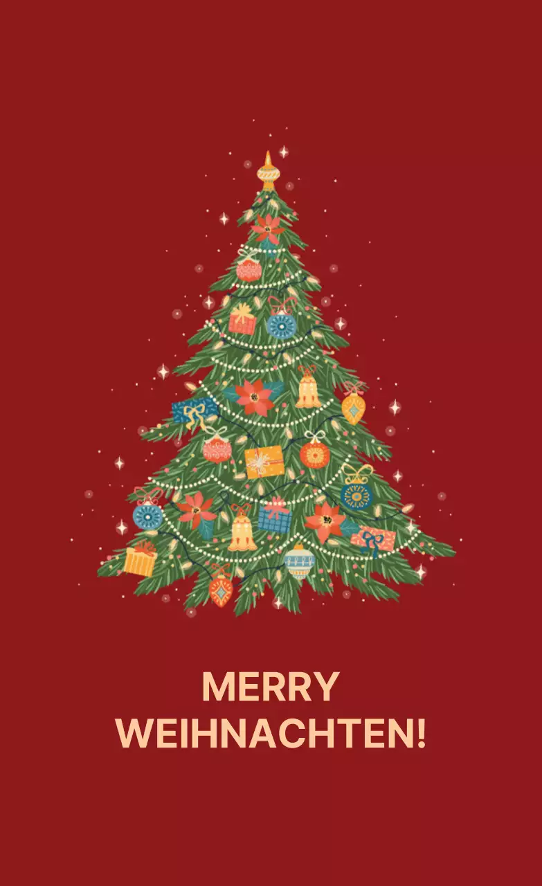 Rotes illustriertes Doodle-Weihnachtsetikett