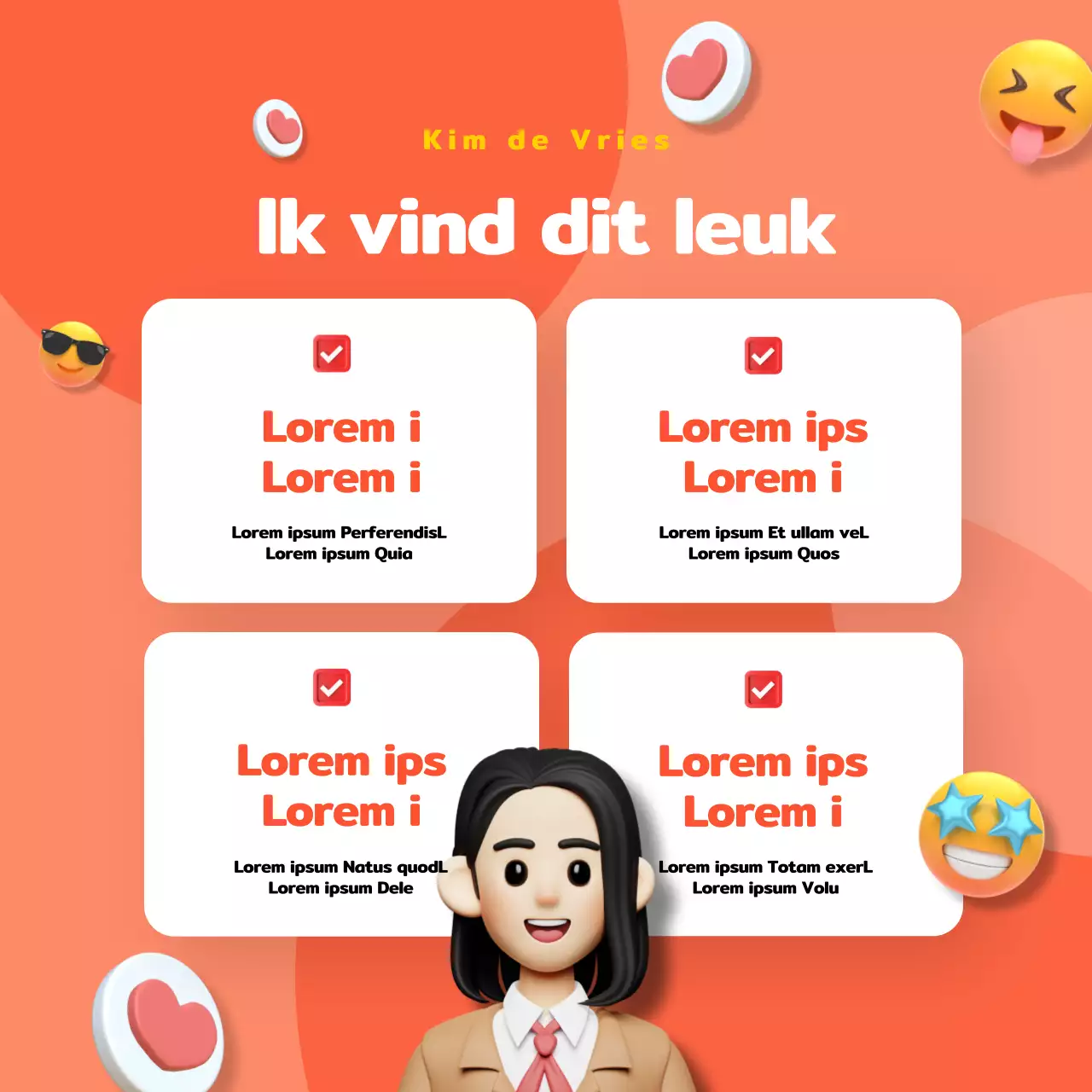 Oranje en koraal 3D-pictogramInstagram bio-inhoud