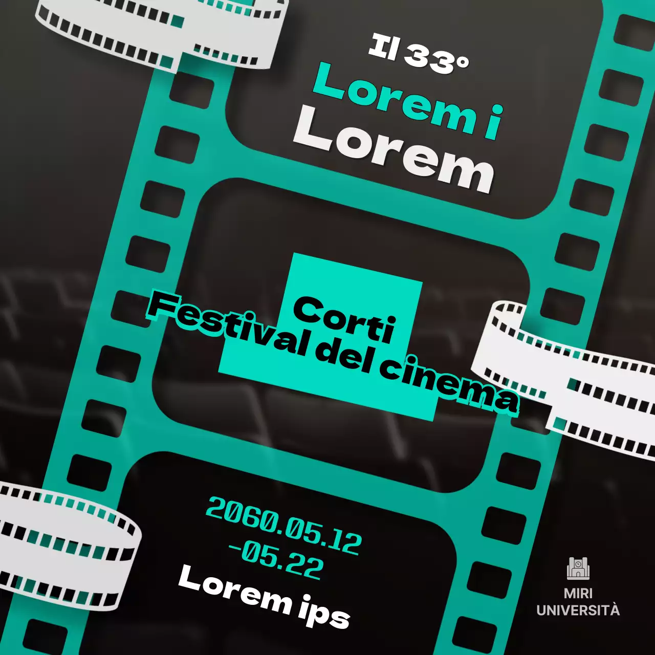 Promuovere il festival del cinema con uno stile di film in bianco e nero e menta