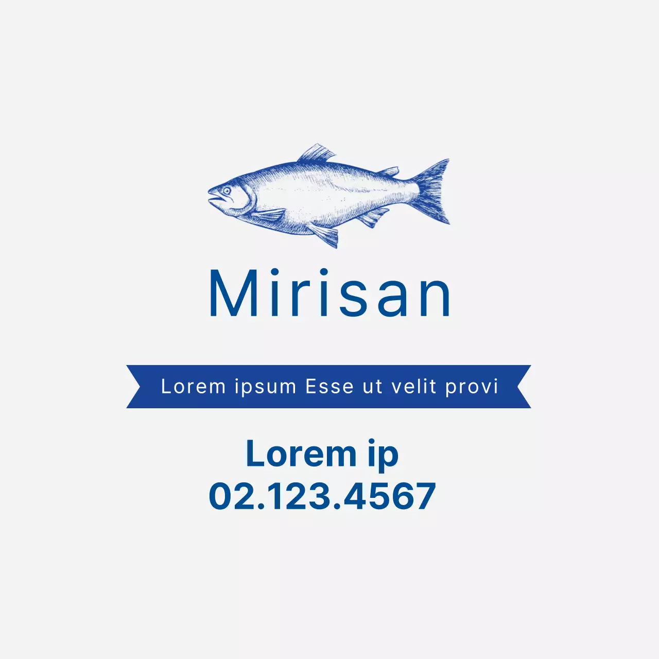 Illustration bleue, magasin de poisson soigné