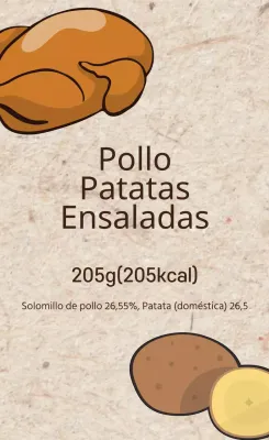 Etiqueta ilustrada marrón para envases de ensalada