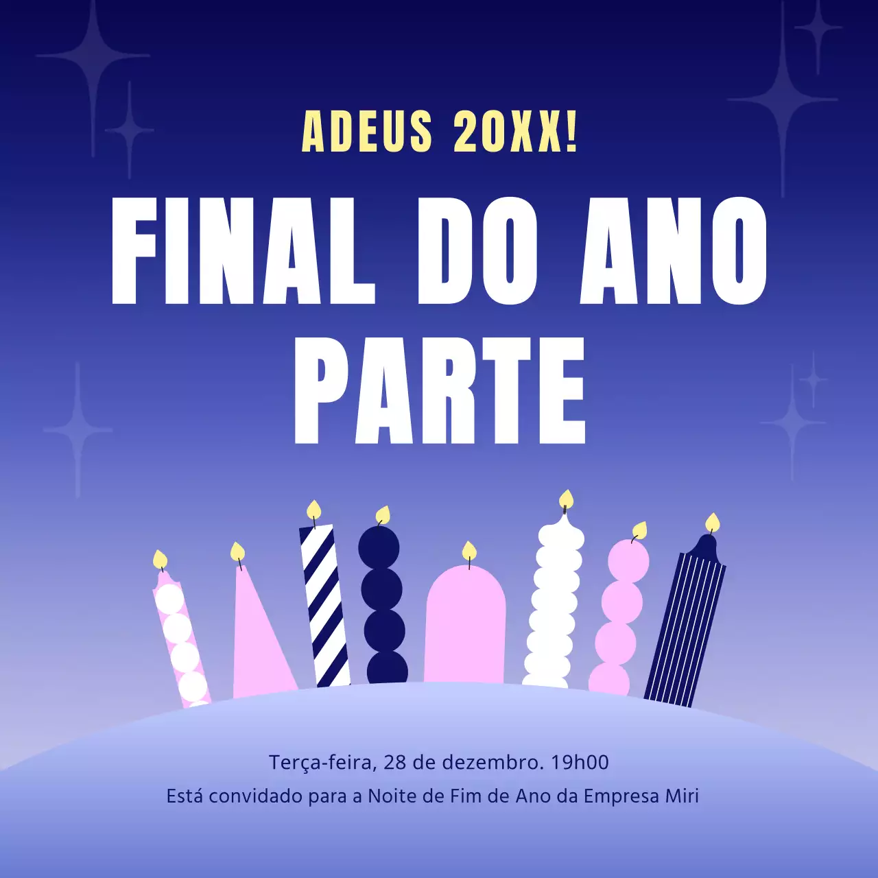 Convite de Ano Novo azul estilo moderno