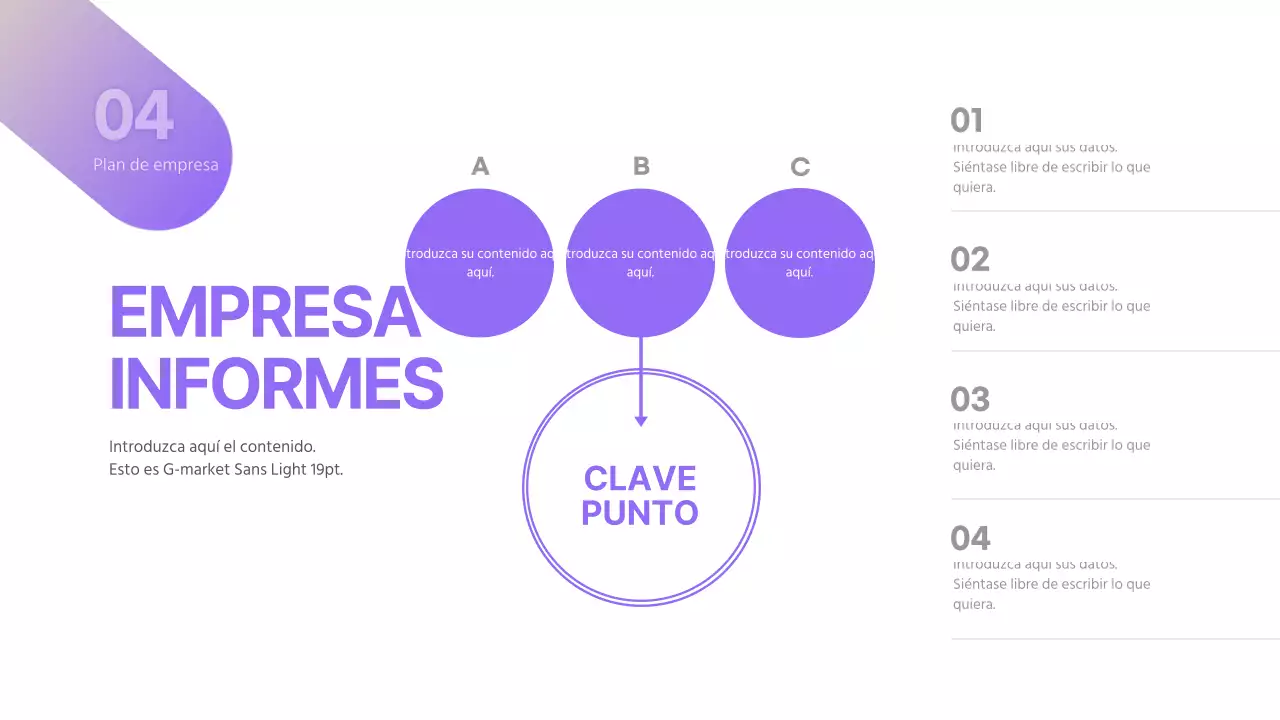 Púrpura Amarillo Concepto simple Plan de empresa