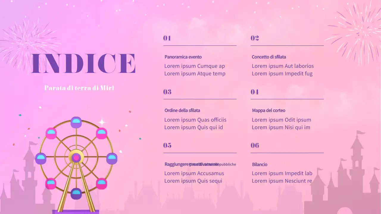 Organizzatore di eventi per la parata del parco divertimenti in colori pastello