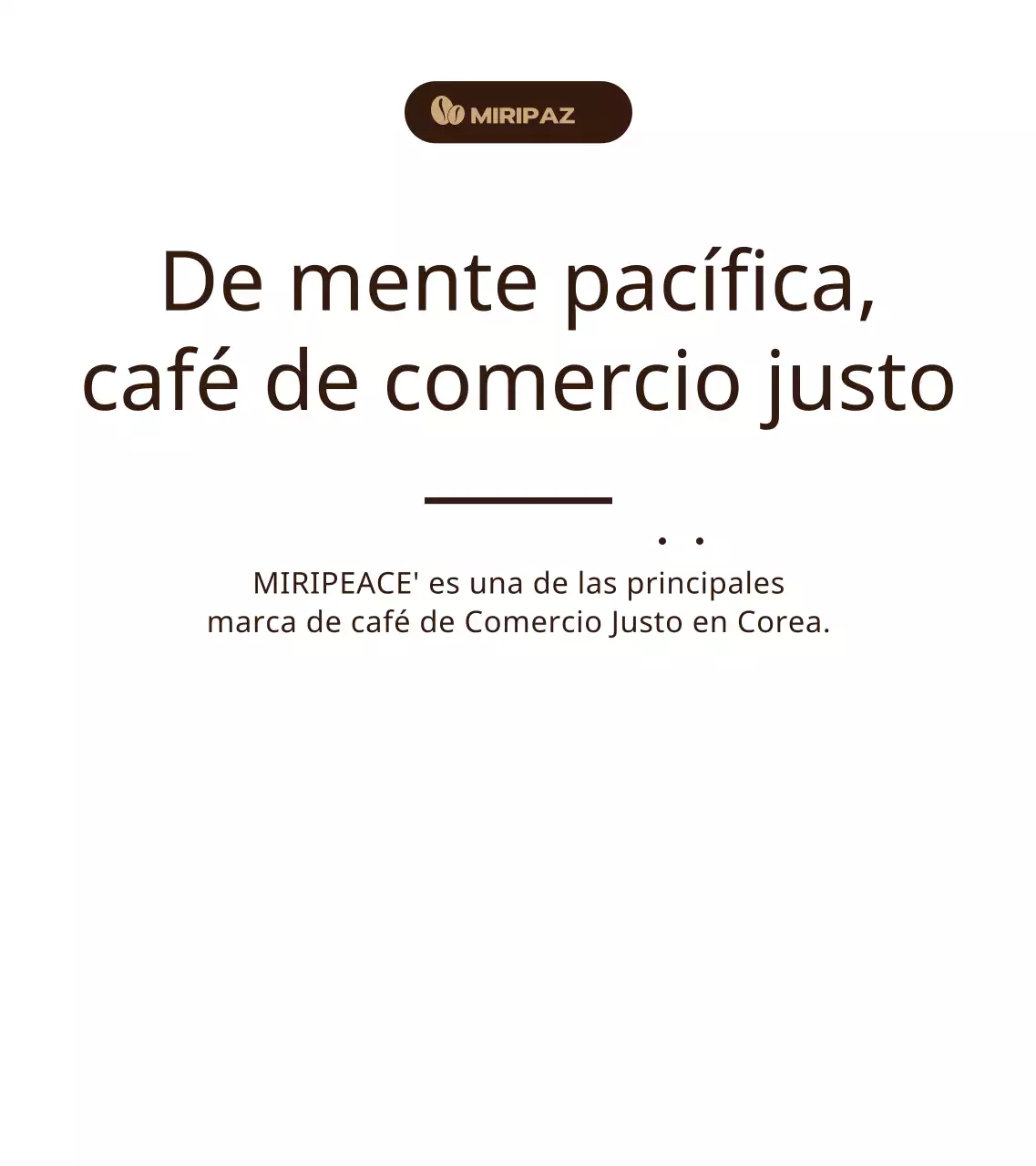 Información sobre el café Fairtrade en el estante, de color marrón y con texto sencillo