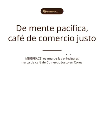 Información sobre el café Fairtrade en el estante, de color marrón y con texto sencillo