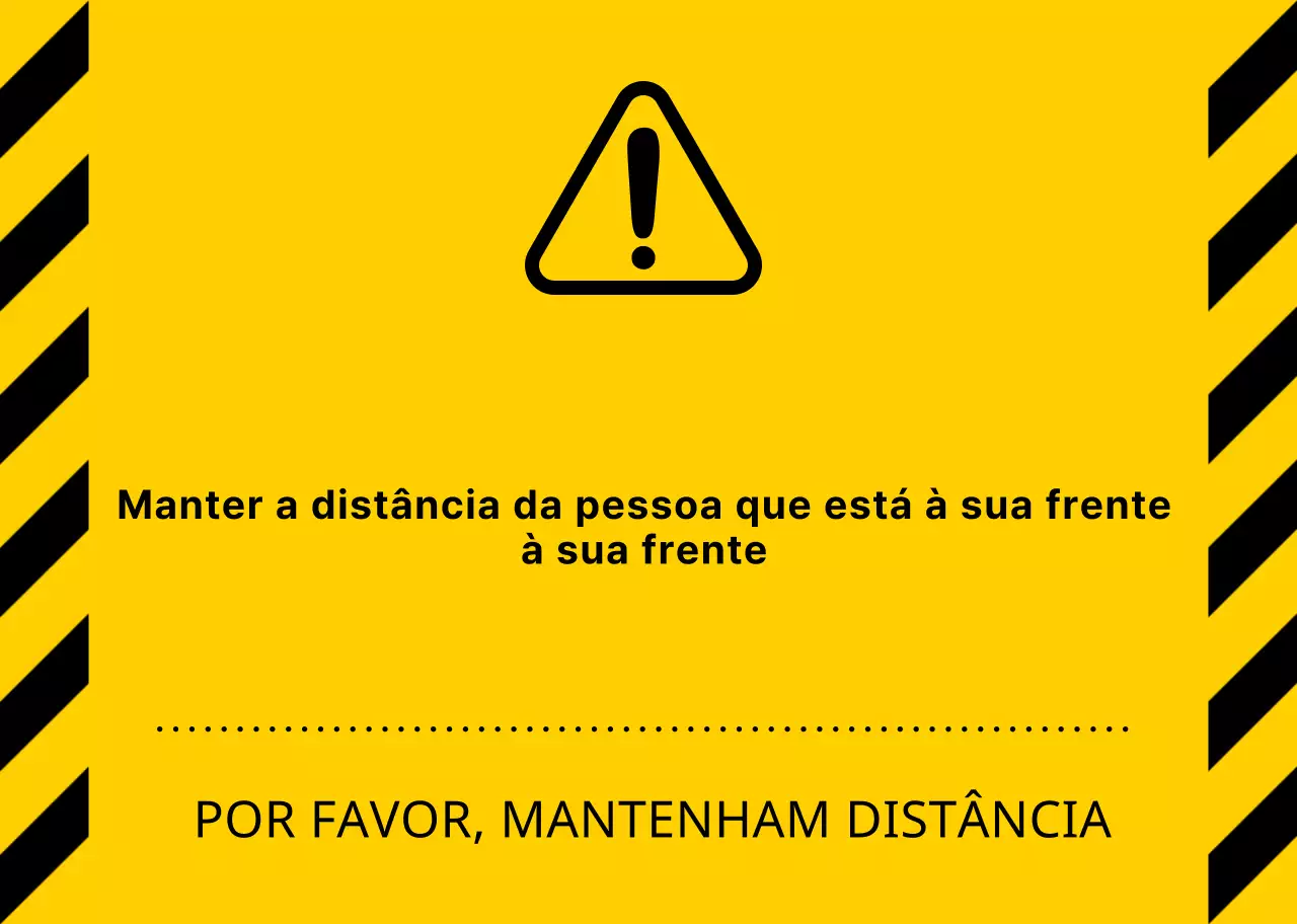 Estilo de combinação de ícones e texto simples e limpo em amarelo e preto Avisos de manutenção da distância