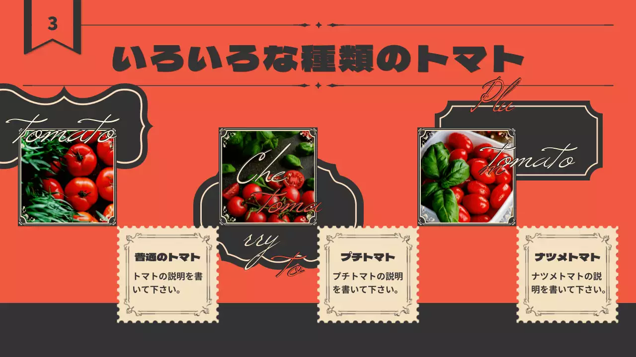 赤 レトロ トマト パンフレット プレゼンテーション