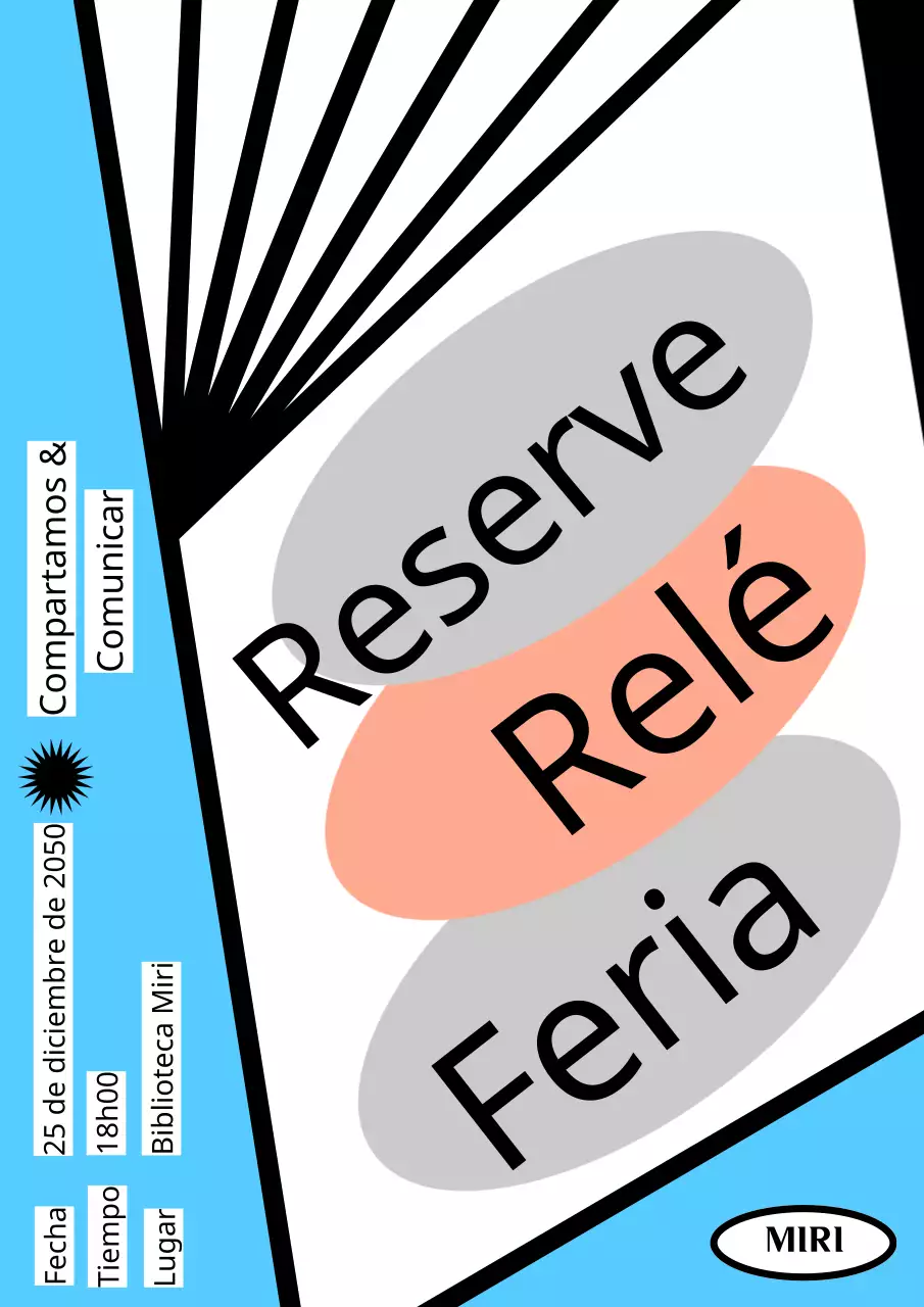 Anuncio de relevo de lectura con un libro abierto sobre fondo azul