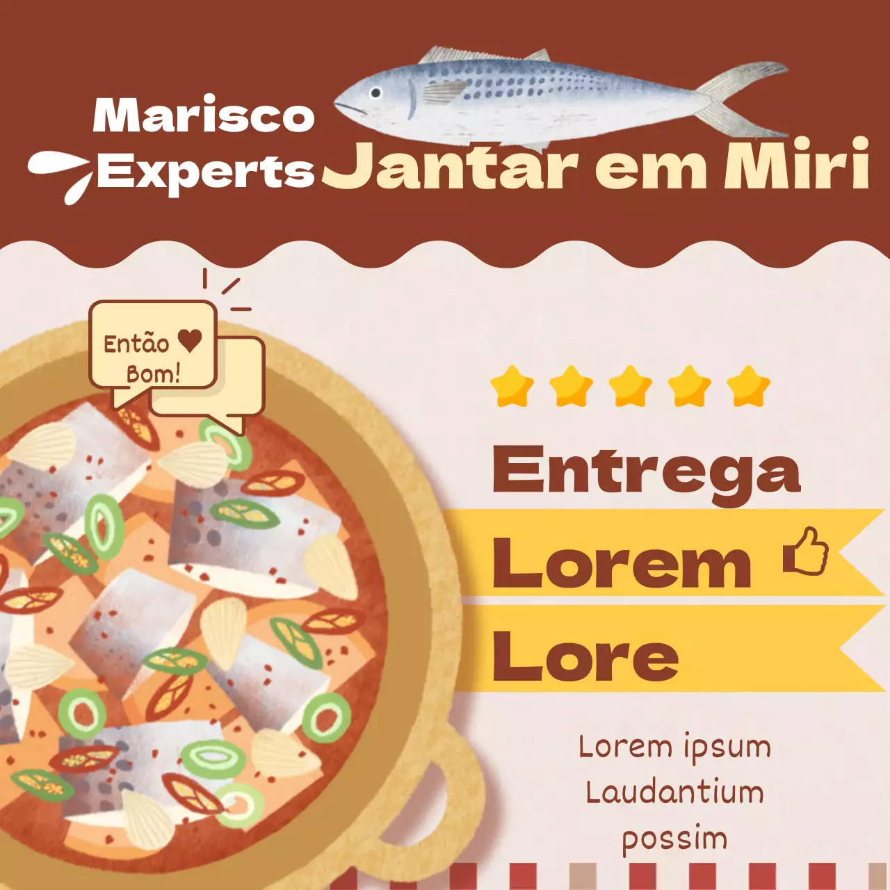 Cavala cozida castanha e bege entrega no restaurante encomenda revisão evento