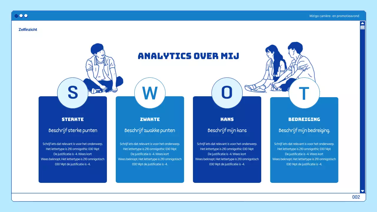 Universitaire presentaties in een blauw browserthema