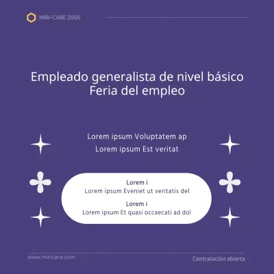 Un sencillo anuncio de contratación en blanco y morado para los nuevos contratados