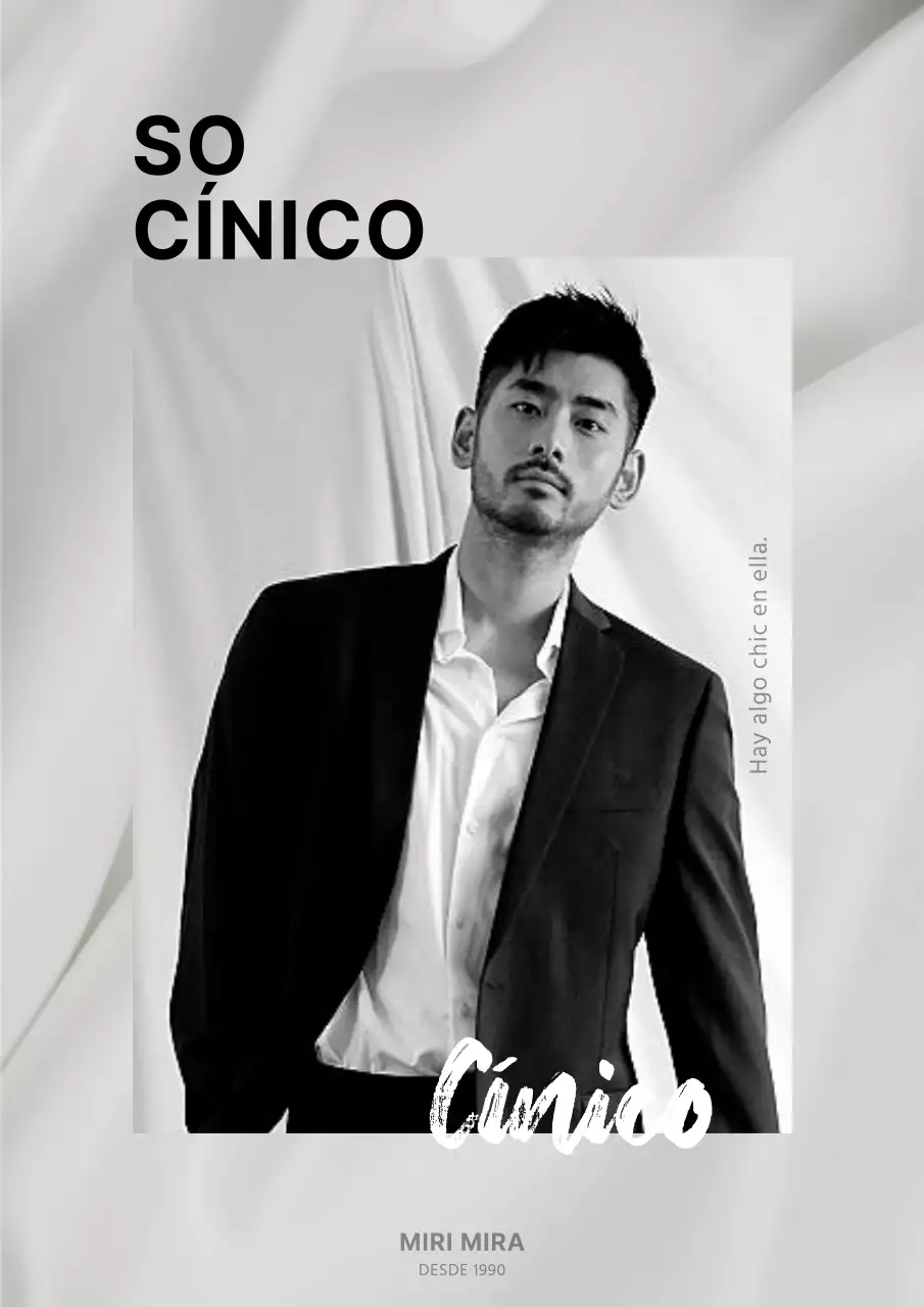 Flyer de moda masculina moderna en tonos blancos y negros