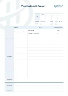 Eenvoudig formulier voor bedrijfsdocumenten Wekelijks werkrapport