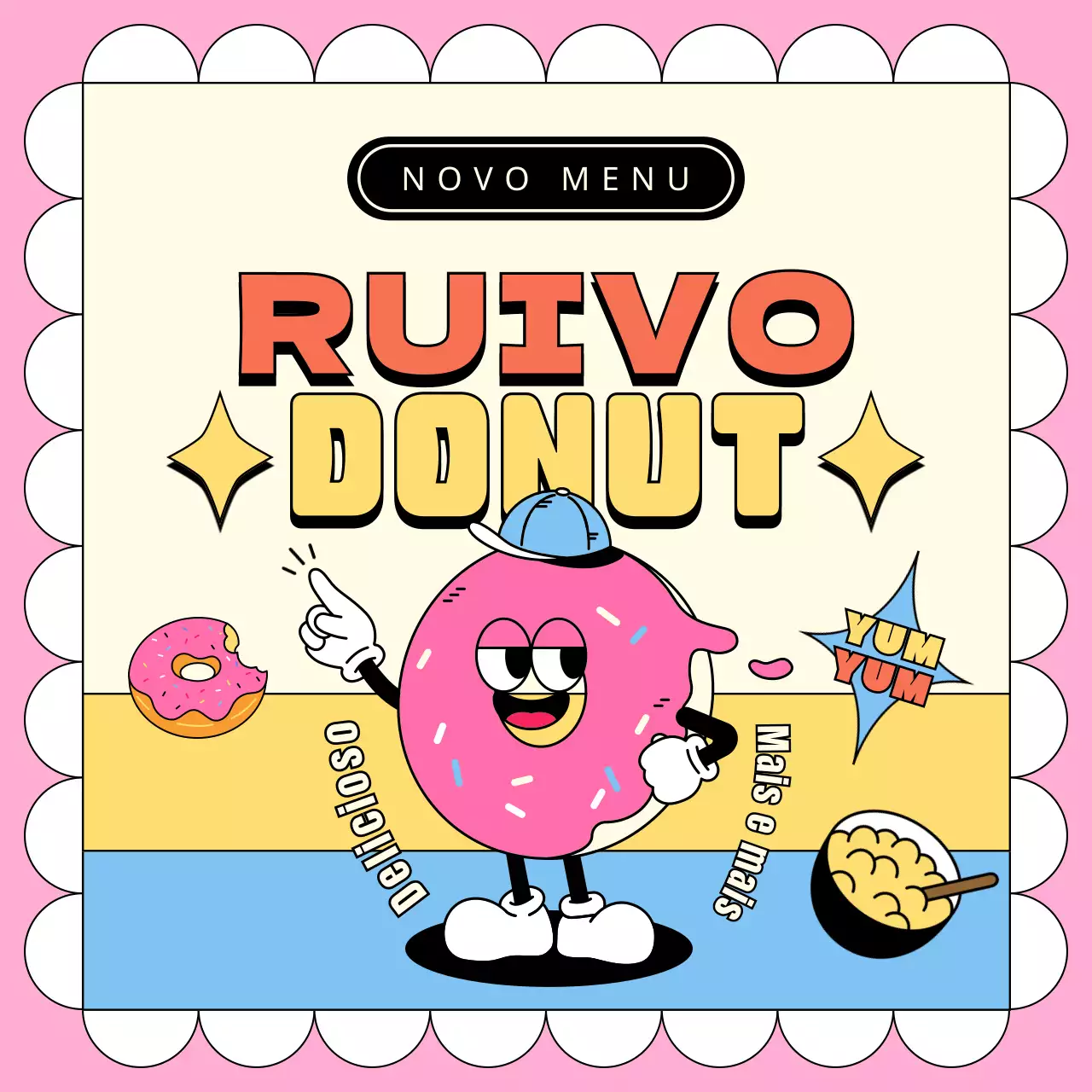 Lançou um donut de padaria com um conceito único e kitsch cor-de-rosa vivo