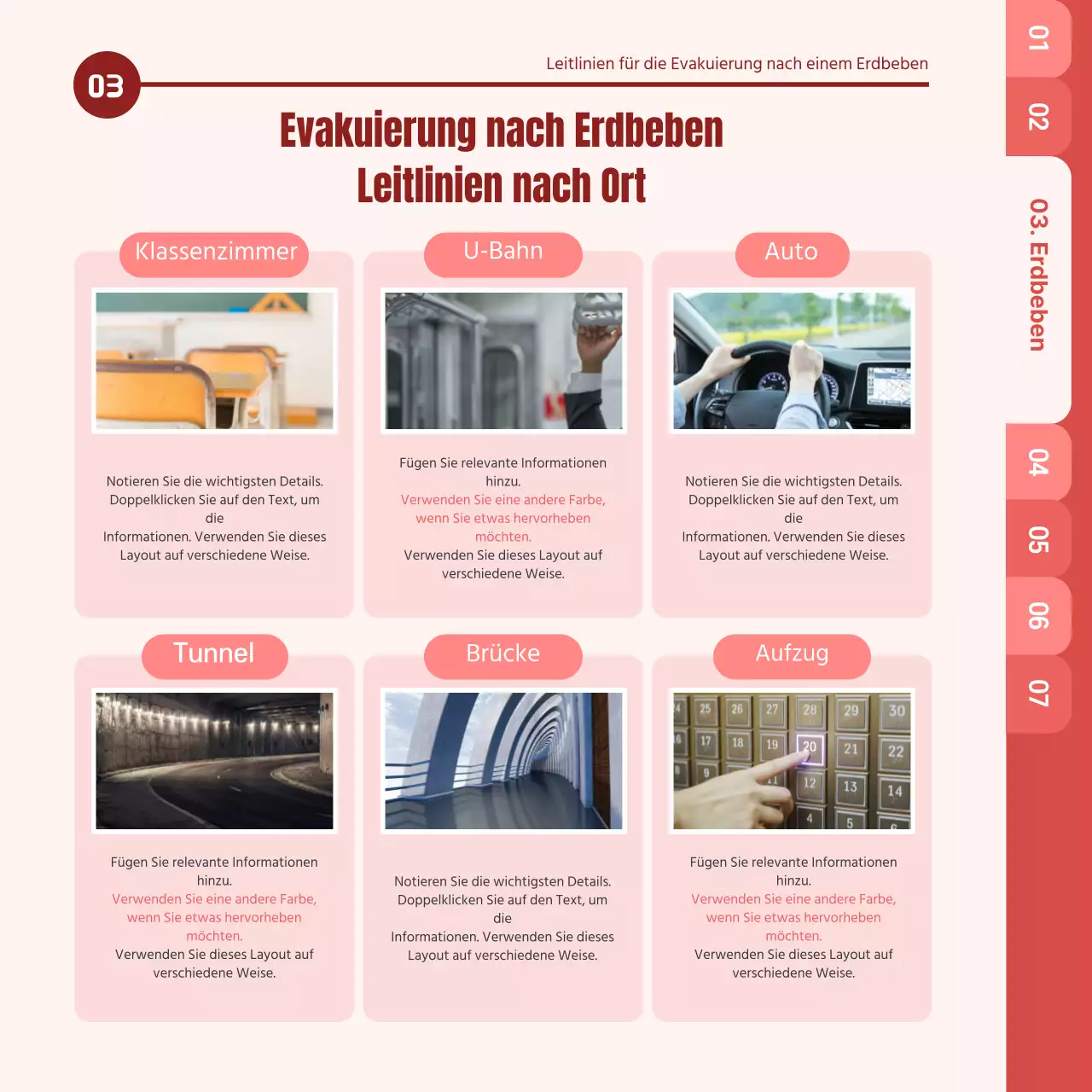 Türkisfarbener Leitfaden für die Katastrophenvorsorge cardnews design