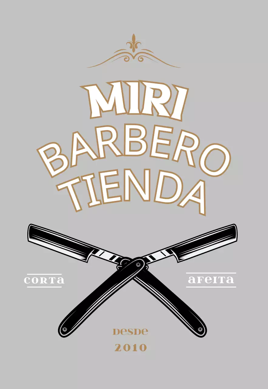 Letrero de barbería de estilo vintage en gris