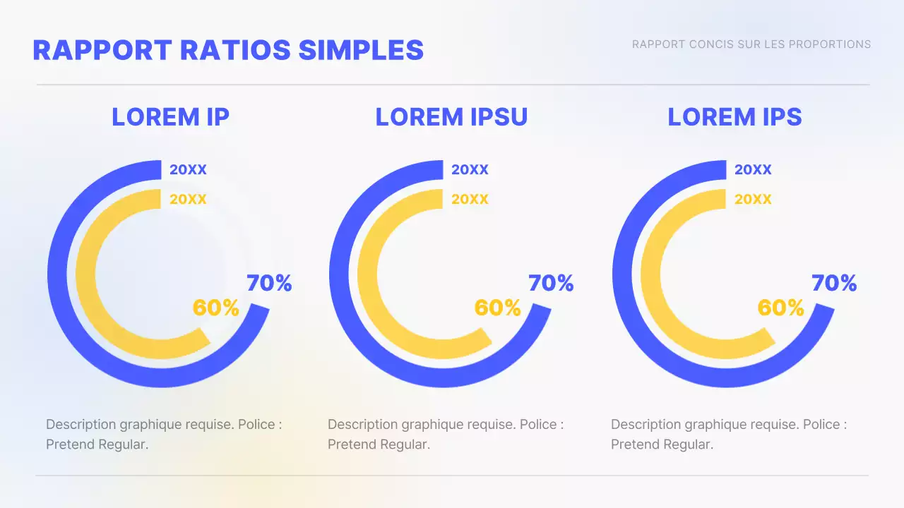 Dégradé jaune et bleu Graphiques et infographies simples Rapport de performance conceptuel