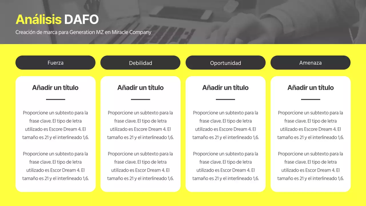 Un tema de marca corporativa moderno y único en amarillo y gris
