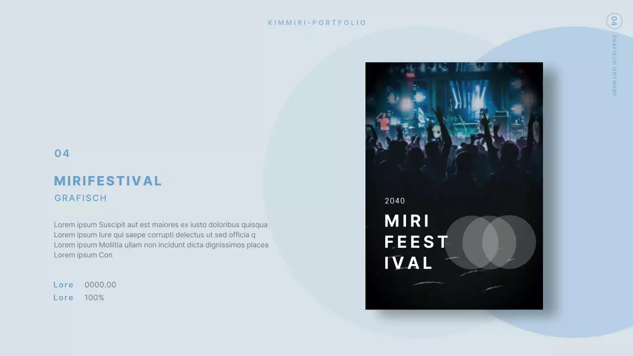 Moderne designerportfolio in beige en lichtblauw