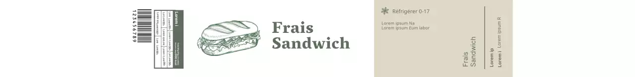 Illustration verte rétro sandwich alimentaire détail de l'emballage