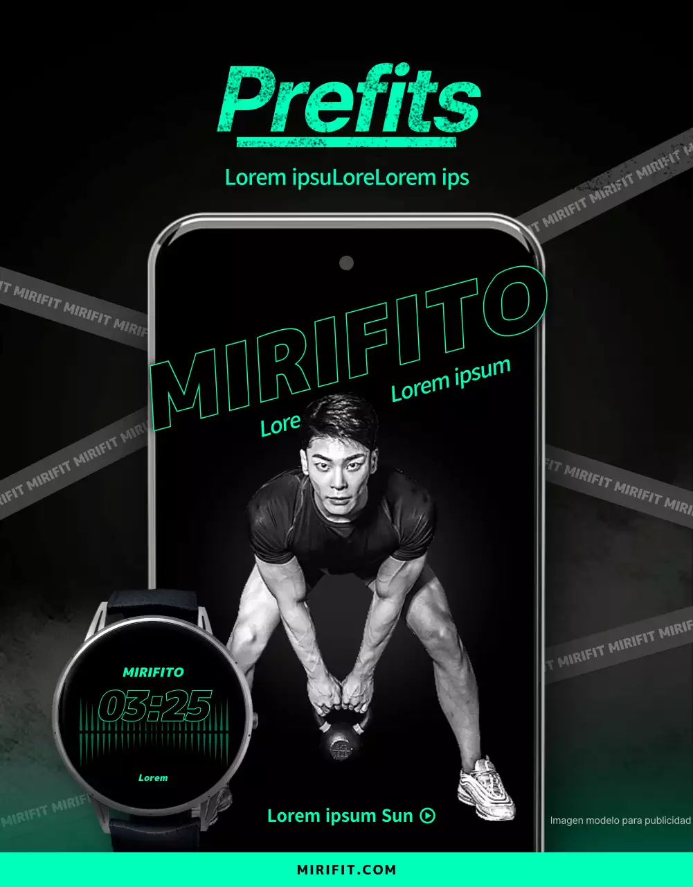 Deportivo servicio de aplicaciones de entrenamiento en casa en negro y menta