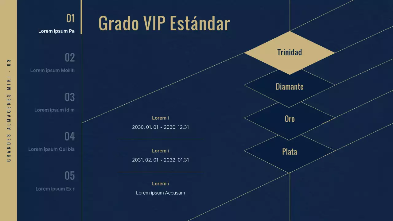 Club VIP de los grandes almacenes de lujo en azul marino
