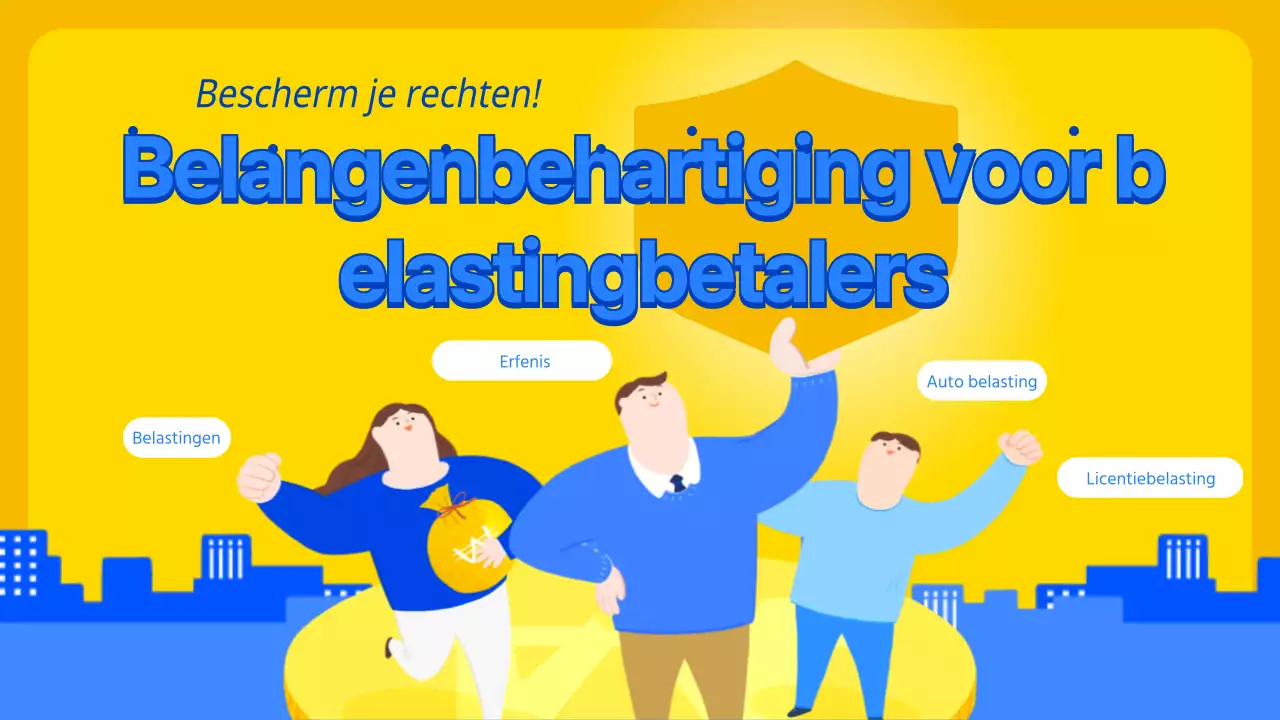 Informatie voor de belastingbetaler in een geel-blauw muntillustratieconcept