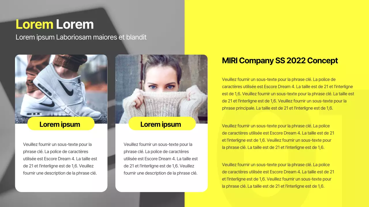 Un thème de marque d'entreprise moderne et unique en jaune et gris