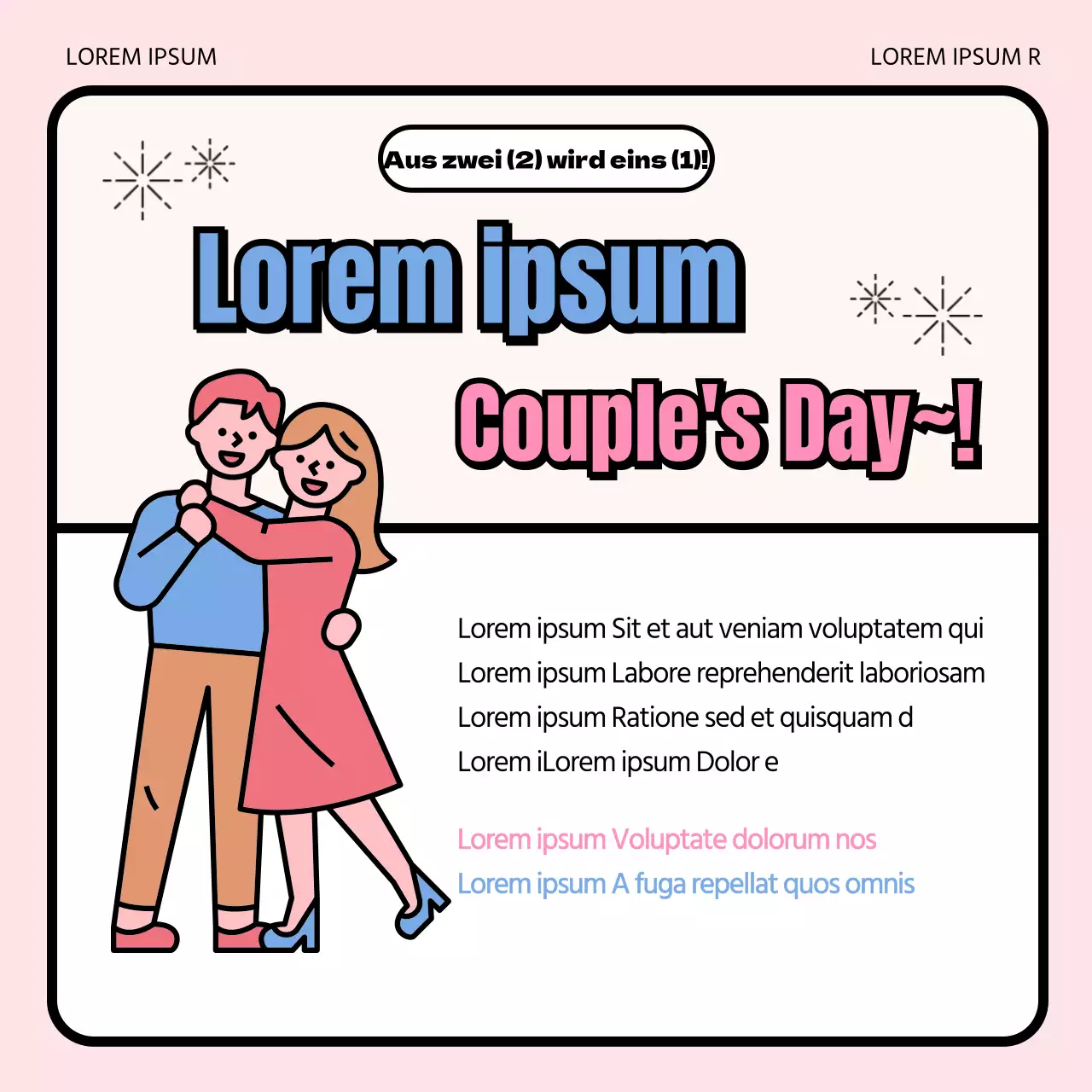 Werbung für eine Beratungsstelle für Paare mit schönen rosa und blauen Illustrationen