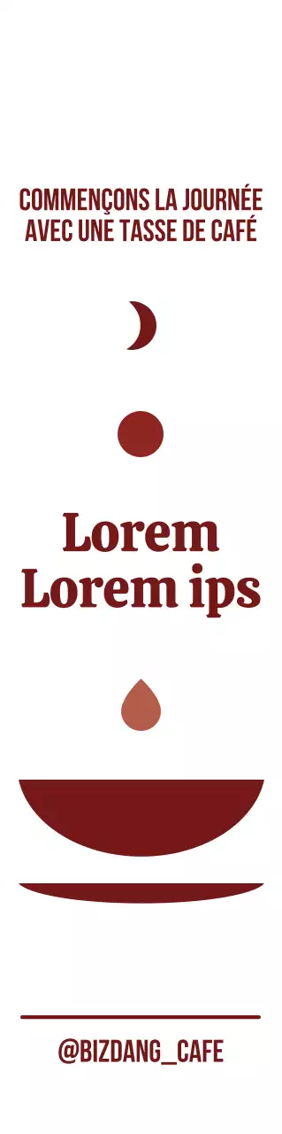 Illustration simple et claire de la lune et du café en marron et blanc pour la promotion d'un café.