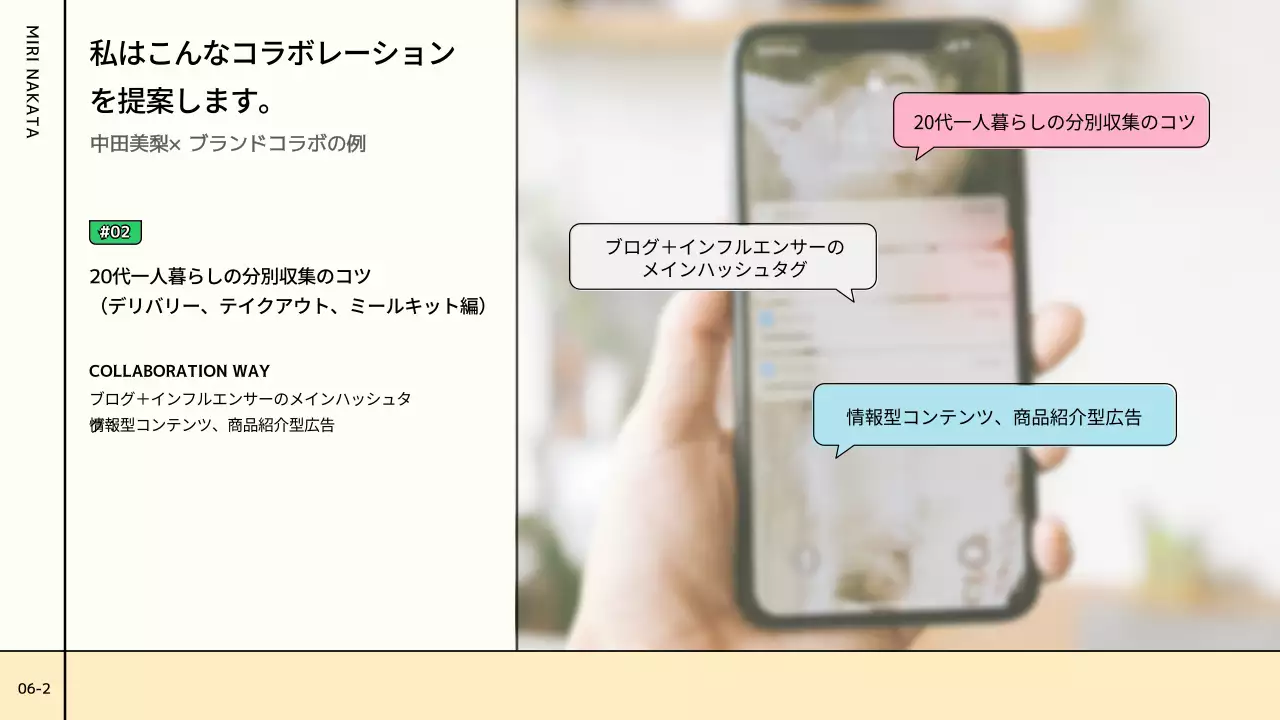 ピンクと緑とパステルカラーのカラフルでかわいい情報チャート型ユーチューバーコラボ提案書