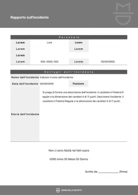 Stile di documentazione del rapporto di incidente grigio semplice