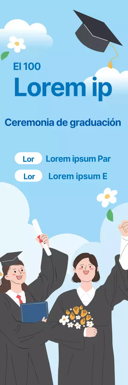 Letra ilustrada azul claro Felicitaciones por la graduación