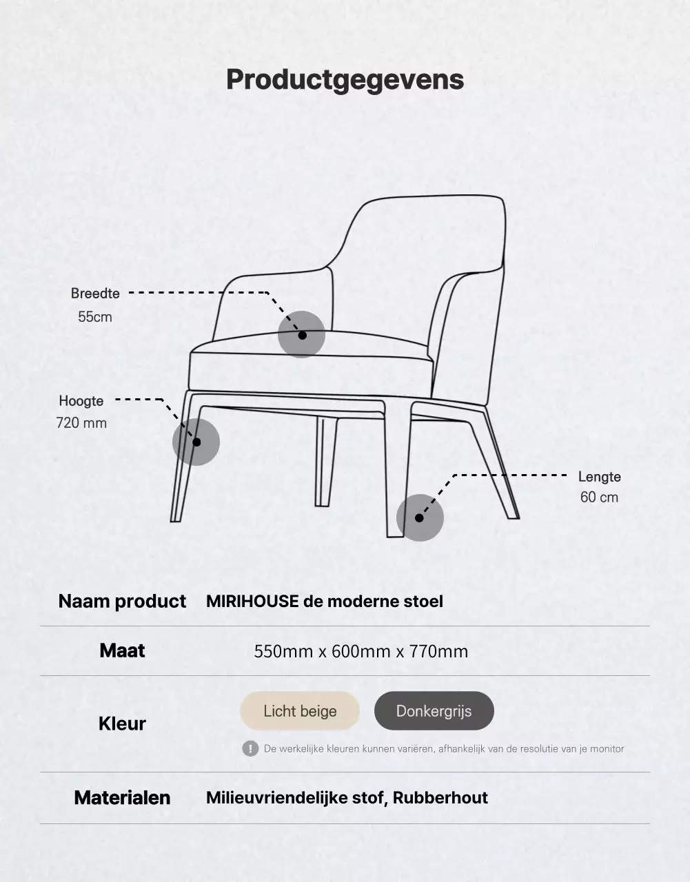 Eenvoudige moderne stoel in grijs en bruin