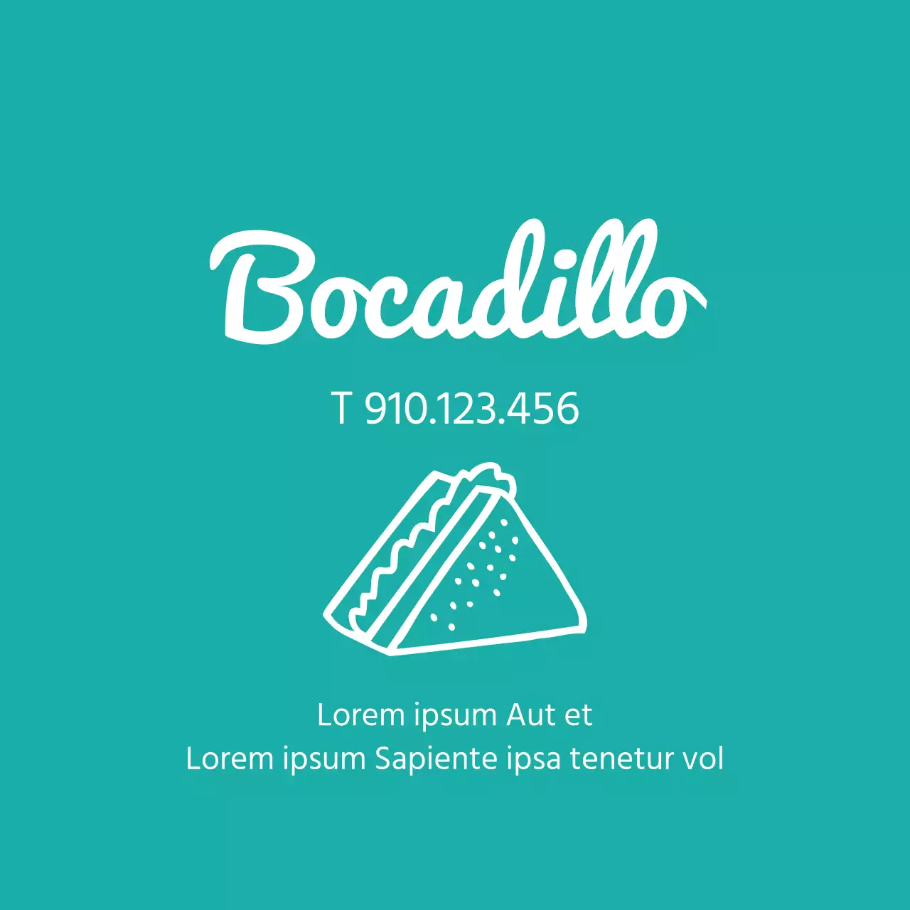 Icono turquesa simple etiqueta sandwich