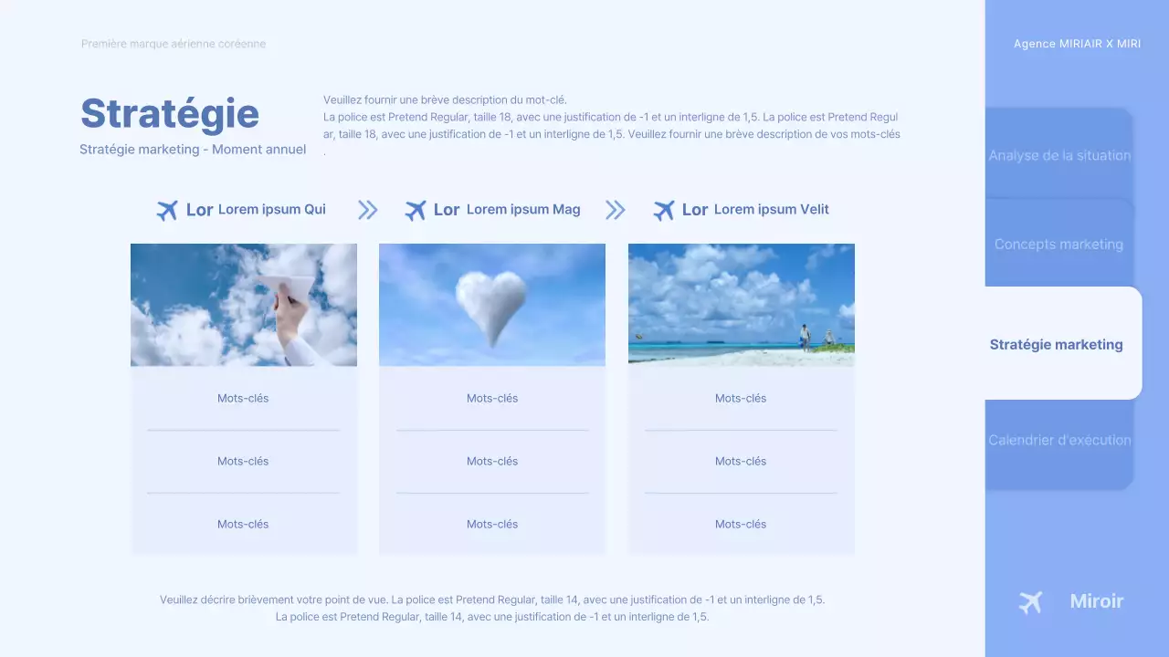Concept d'avion tridimensionnel bleu clair pour la publicité d'une compagnie aérienne