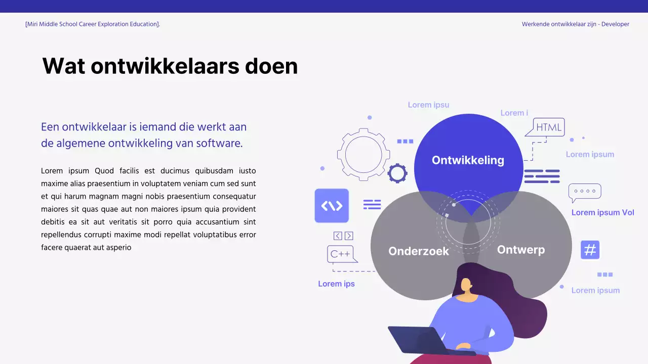 Blauw getinte ontwikkelaar training in loopbaanverkenning