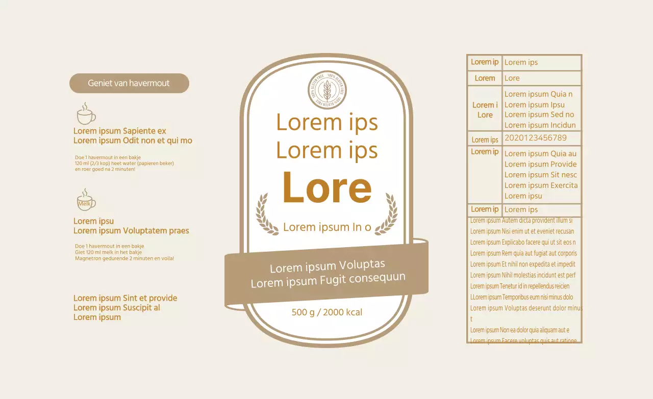 Beige vintage havermout label